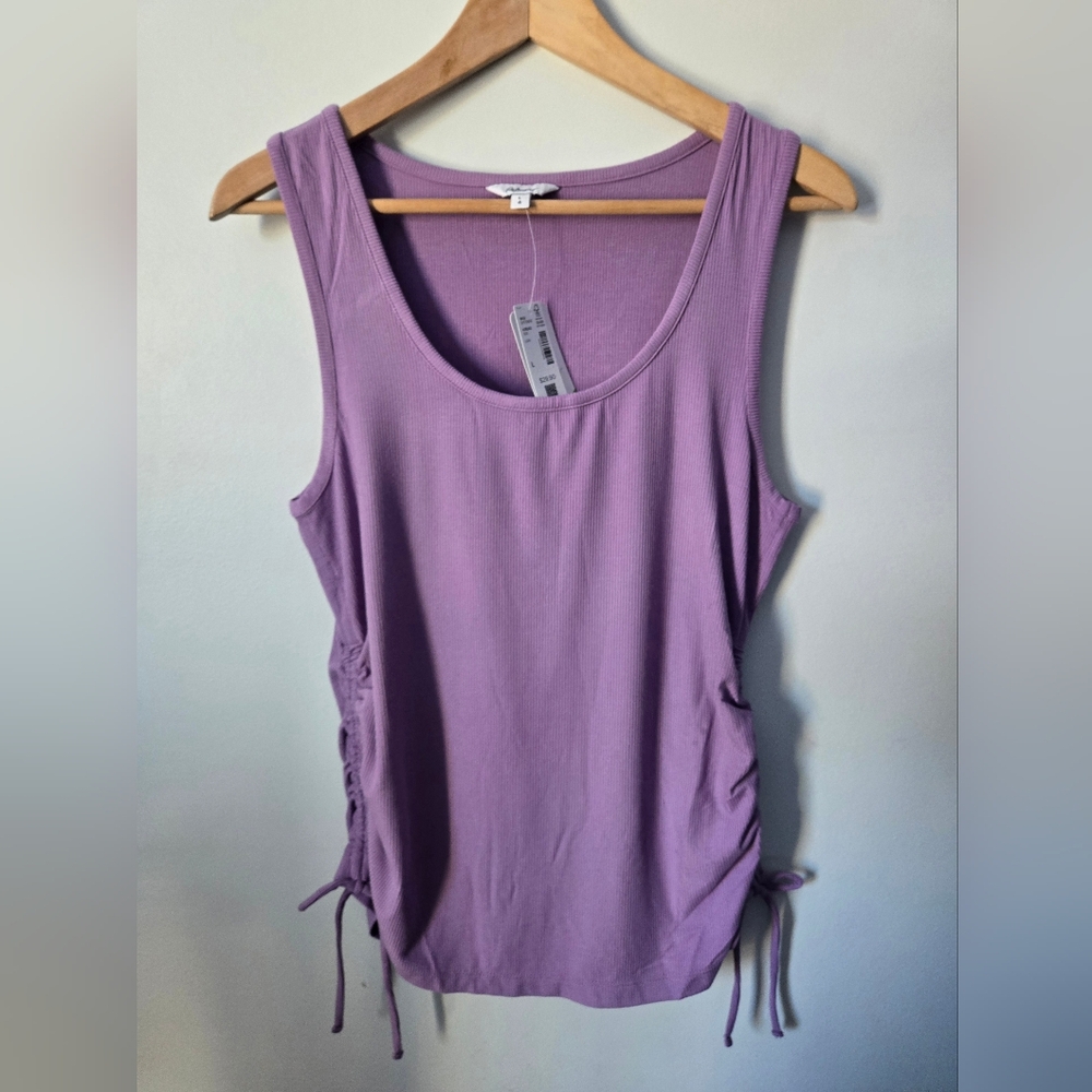 New REITMANS Purple Viscose Blend Ribbed Tank Top With Side Ties
